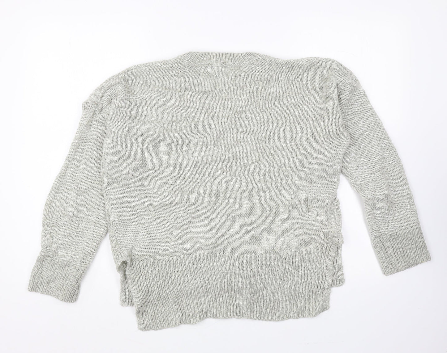 New Look Womens Grey Round Neck Acrylic Pullover Jumper Size M