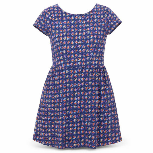 Next Womens Blue Geometric Cotton Skater Dress Size 12 Scoop Neck Pullover