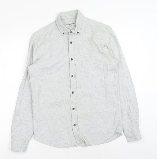 Cedar Wood State Mens Grey Cotton Button-Up Size S Collared Button