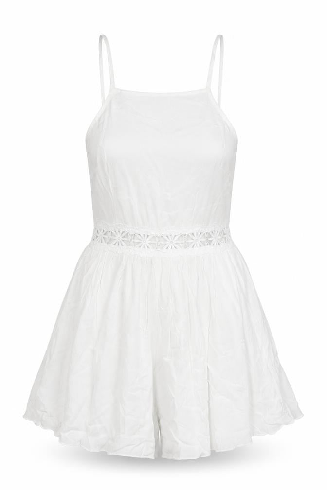 SheIn Womens White Polyester Playsuit One-Piece Size XS Zip