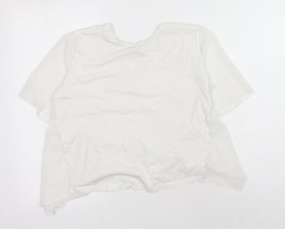 Zara Womens White Polyester Basic T-Shirt Size S Round Neck