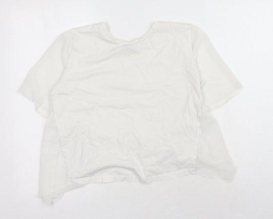 Zara Womens White Polyester Basic T-Shirt Size S Round Neck