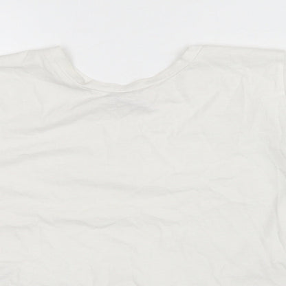 Zara Womens White Polyester Basic T-Shirt Size S Round Neck