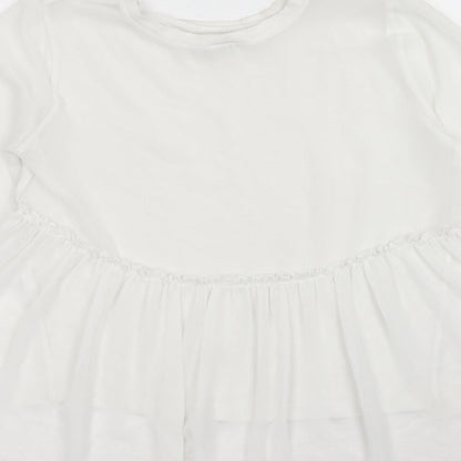 Zara Womens White Polyester Basic T-Shirt Size S Round Neck