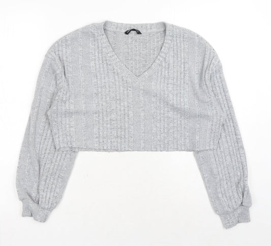 SheIn Womens Grey Polyester Pullover Sweatshirt Size XS Pullover