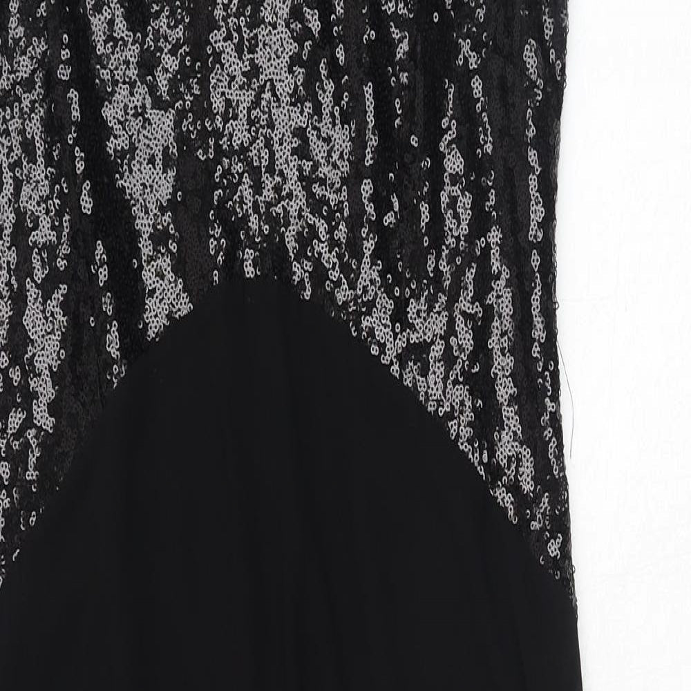 Wallis Womens Black Polyester Ball Gown Size 8 Round Neck Zip