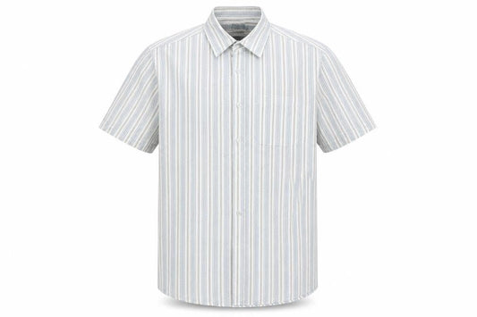 BHS Mens Multicoloured Striped Polyester Button-Up Size L Collared Button