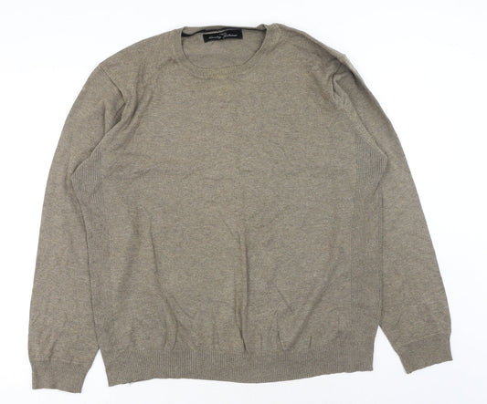 NEXT Mens Green Round Neck Cotton Pullover Jumper Size L