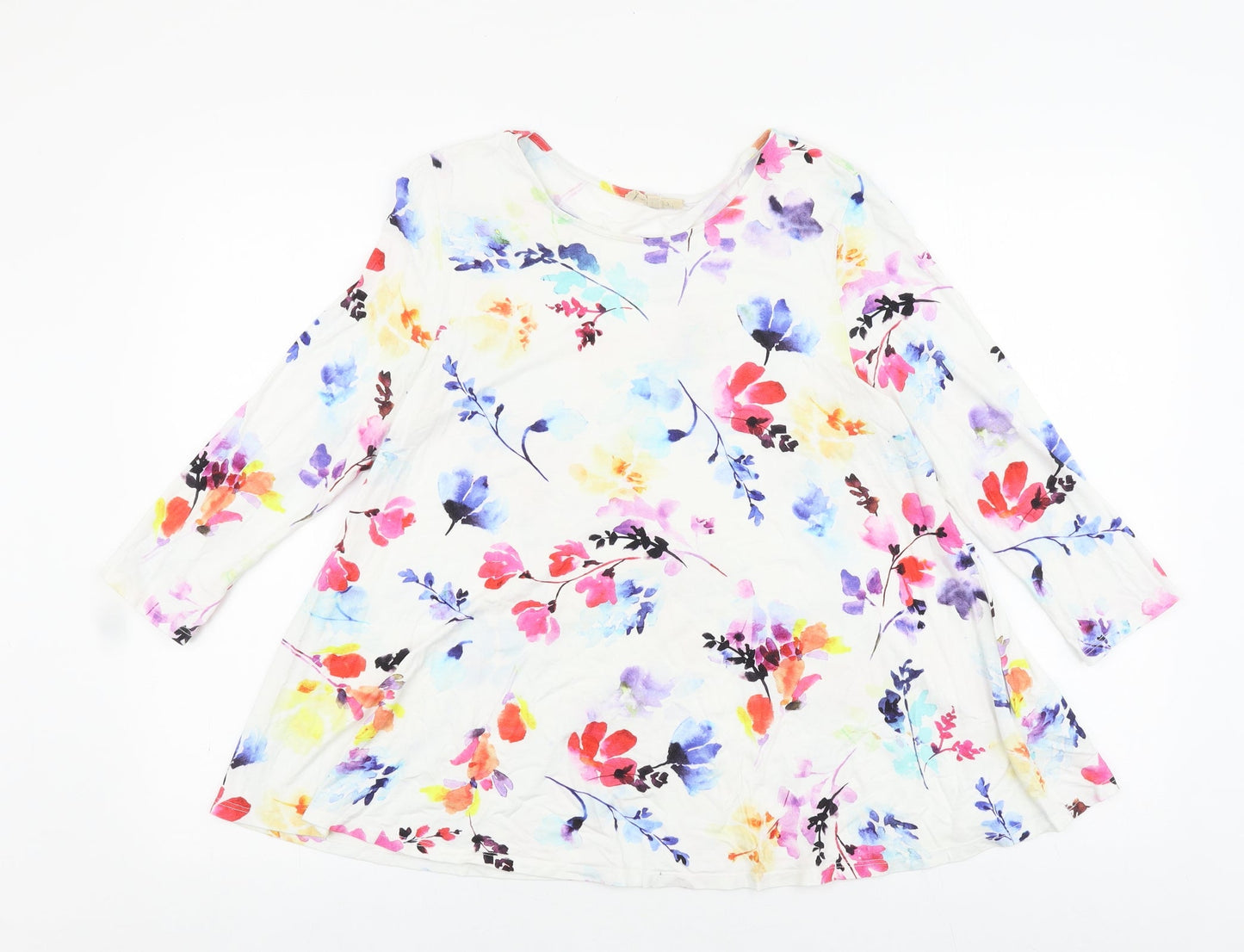 Phase Eight Womens White Floral Viscose Basic Blouse Size 10 Round Neck