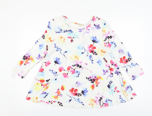 Phase Eight Womens White Floral Viscose Basic Blouse Size 10 Round Neck