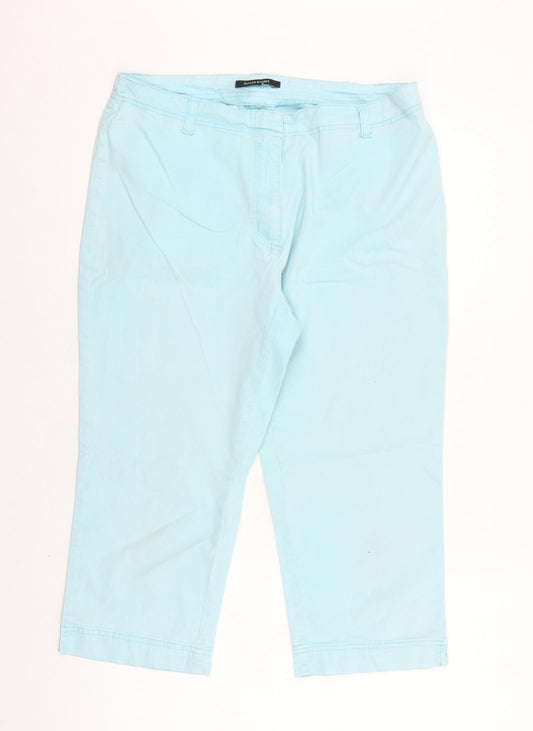 Dunnes Stores Womens Blue Cotton Chino Trousers Size 14 L20 in Regular Zip