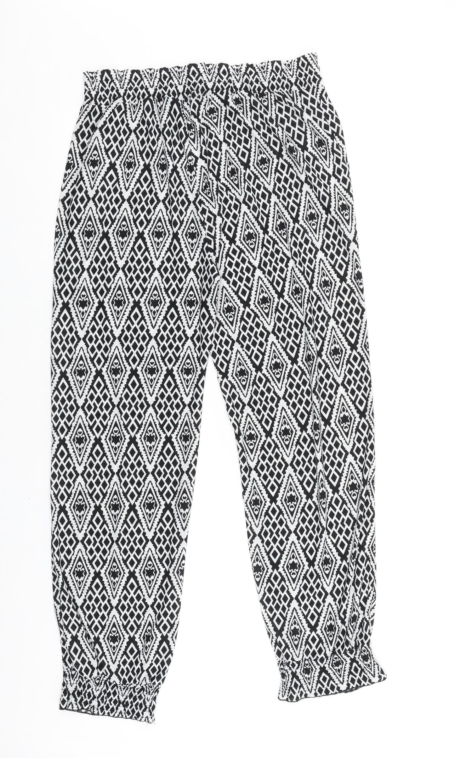 Preworn Womens Black Geometric Polyester Trousers Size 28 in L28 in Regular Tie