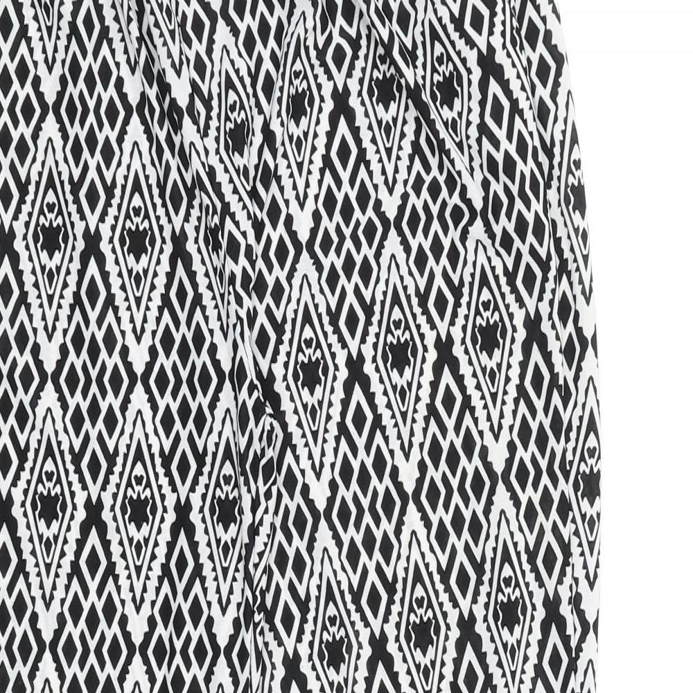 Preworn Womens Black Geometric Polyester Trousers Size 28 in L28 in Regular Tie