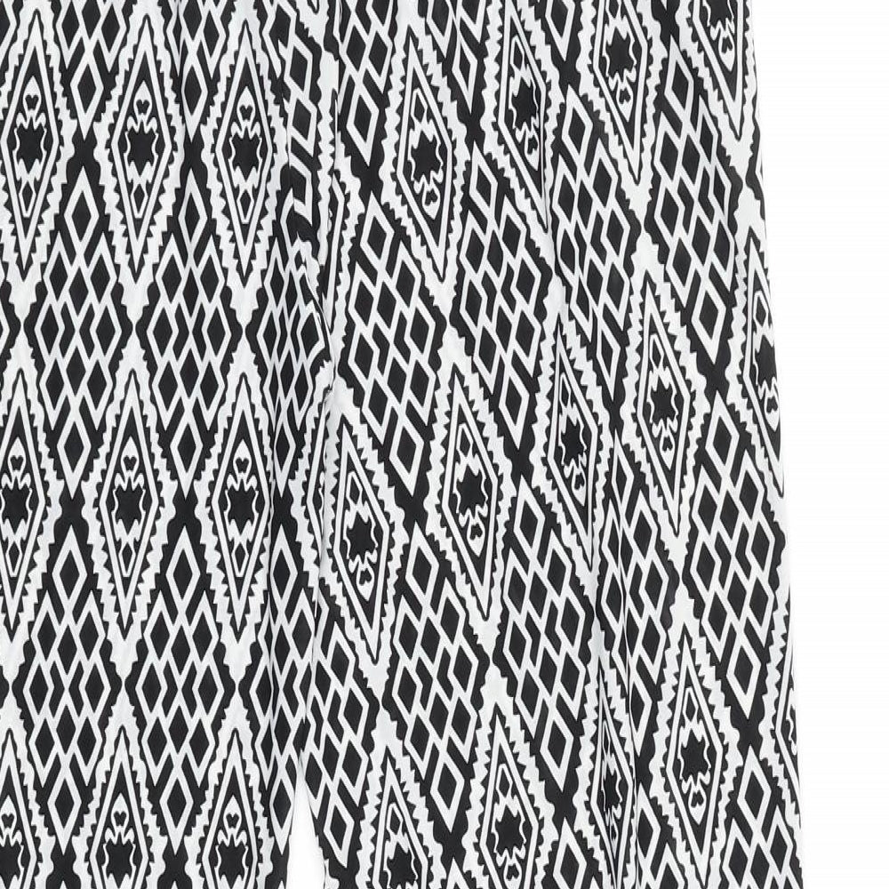Preworn Womens Black Geometric Polyester Trousers Size 28 in L28 in Regular Tie