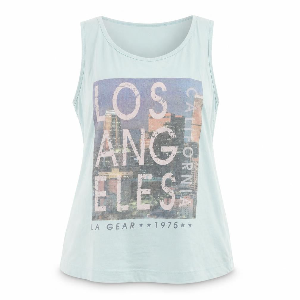 LA Gear Womens Blue 100% Cotton Basic Tank Size 16 Scoop Neck Pullover - LA California