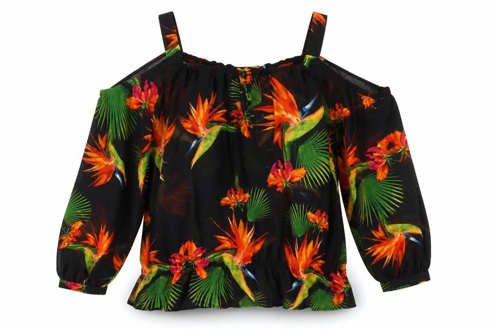 NEXT Womens Black Geometric Polyester Basic Blouse Size 12 Square Neck - Cold Shoulders