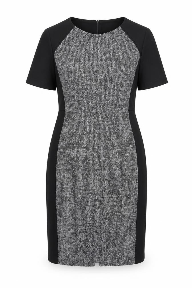 TU Womens Black Colourblock Viscose A-Line Size 12 Round Neck Zip