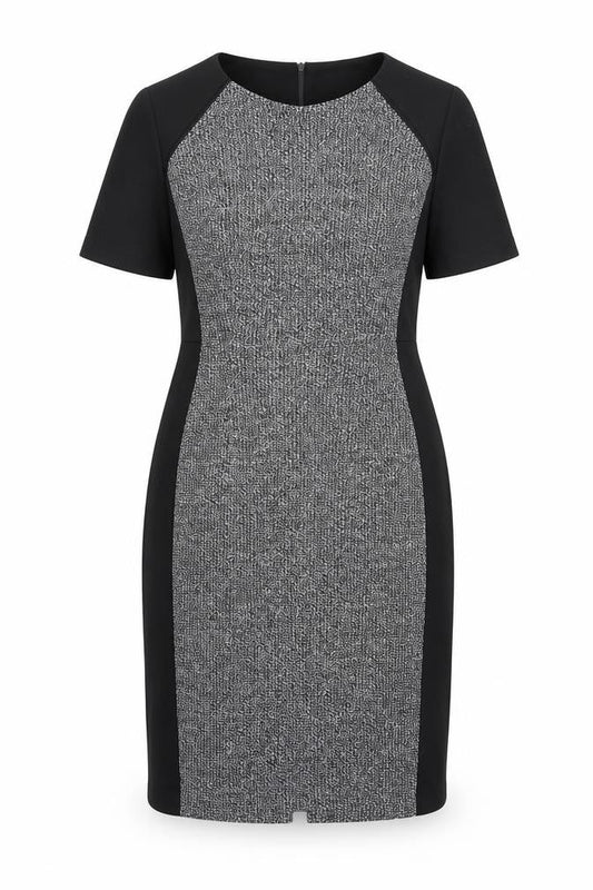 TU Womens Black Colourblock Viscose A-Line Size 12 Round Neck Zip