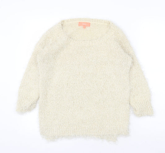 NEXT Womens Beige Scoop Neck Polyester Pullover Jumper Size S