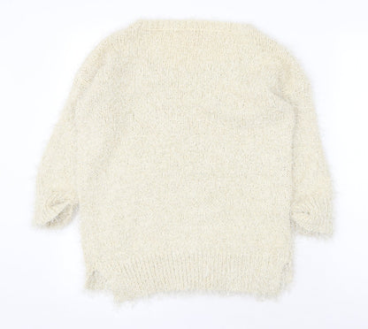 Next Womens Beige Scoop Neck Polyester Pullover Jumper Size S