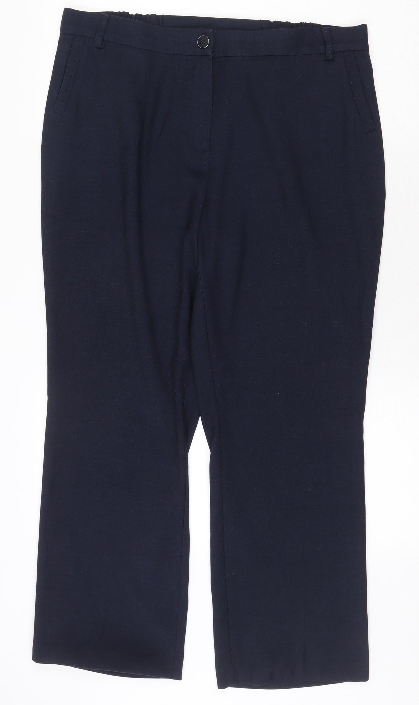 Marks and Spencer Womens Blue Polyester Trousers Size 14 Regular Zip