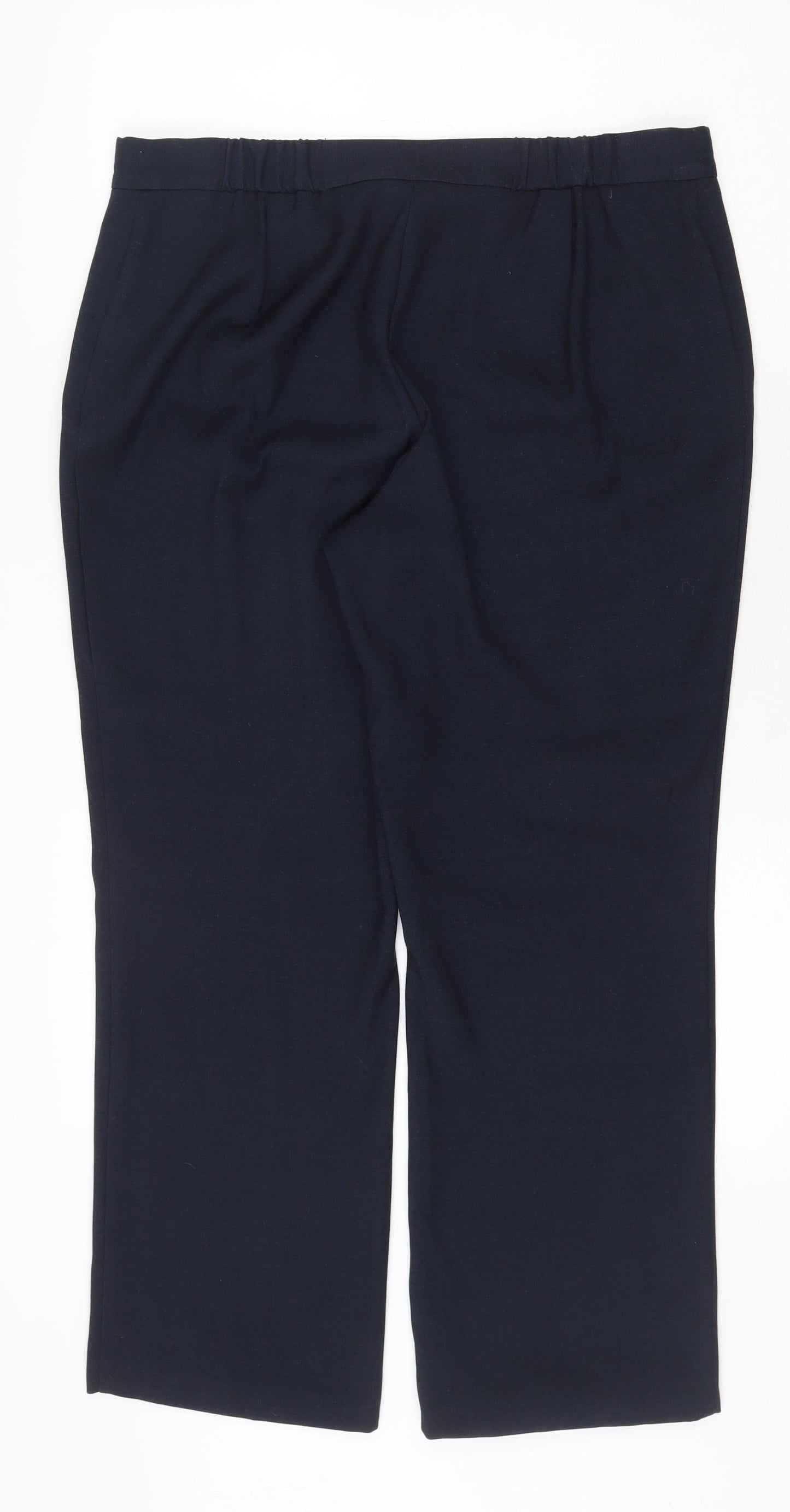 Marks and Spencer Womens Blue Polyester Trousers Size 14 Regular Zip