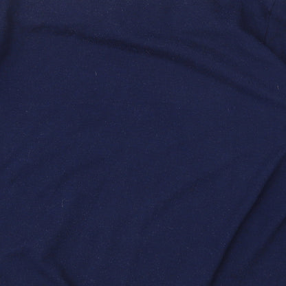 Isle Essentials Womens Blue Polyester Basic Blouse Size M V-Neck