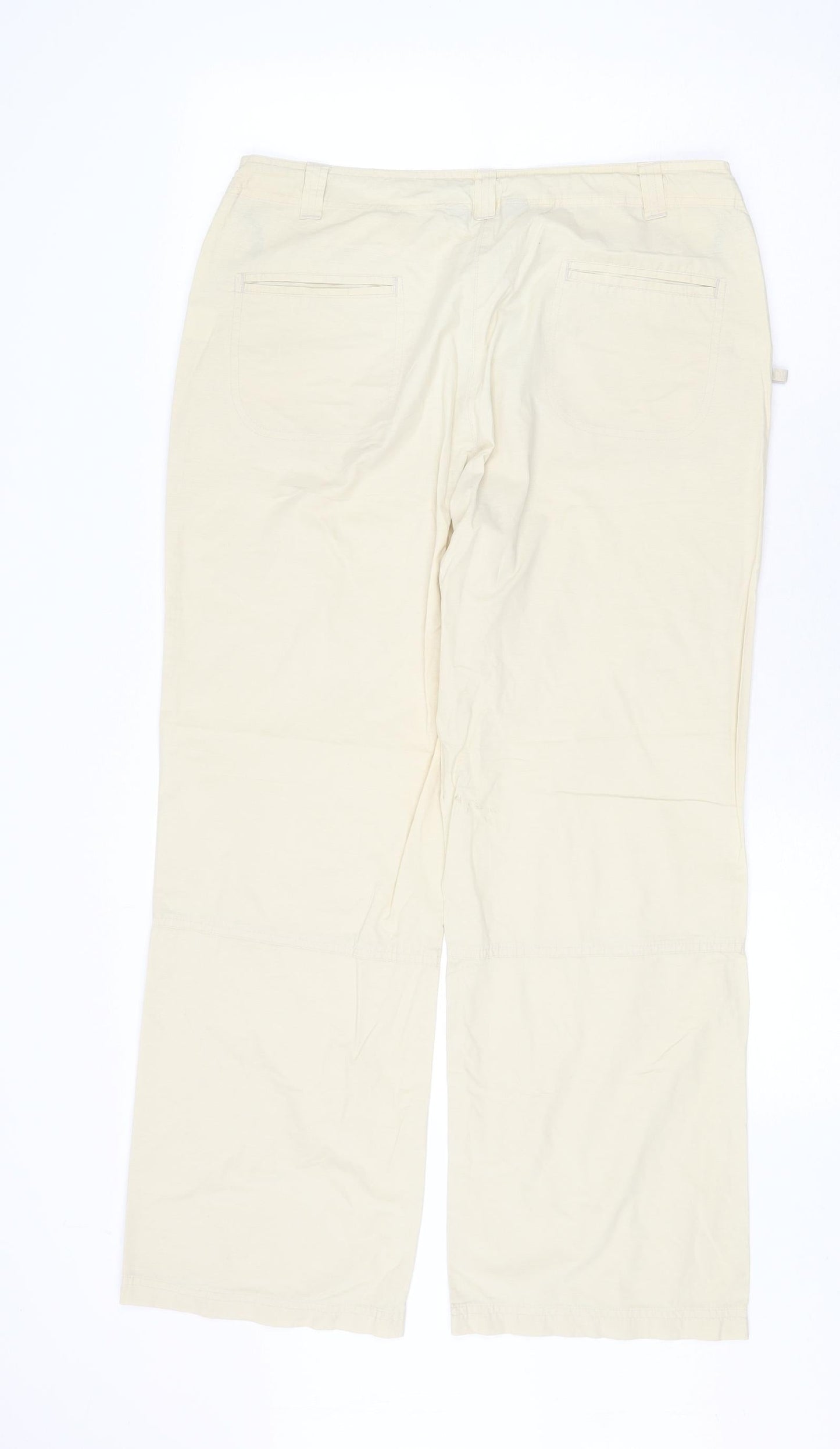 Dorothy Perkins Womens Beige Cotton Trousers Size 14 Regular Zip