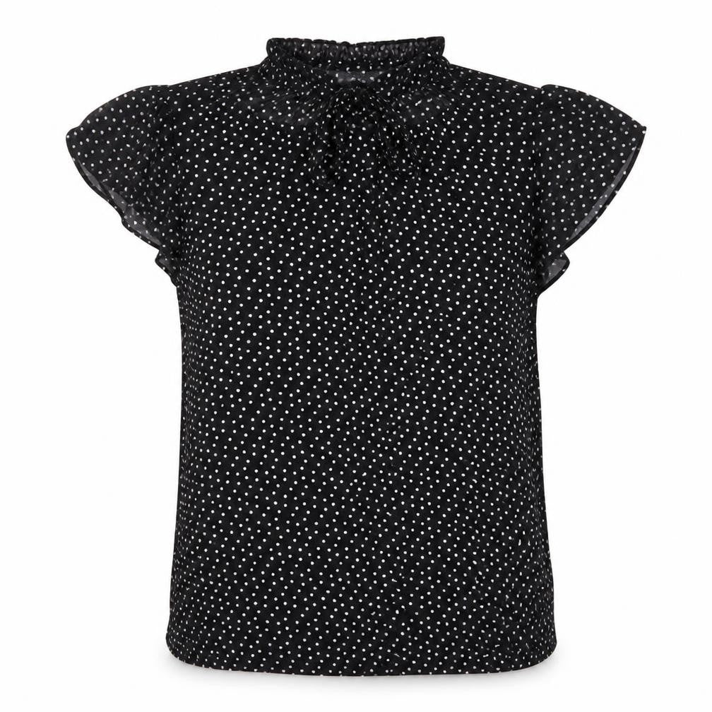 NEXT Womens Black Polka Dot Viscose Basic Blouse Size 8 Round Neck