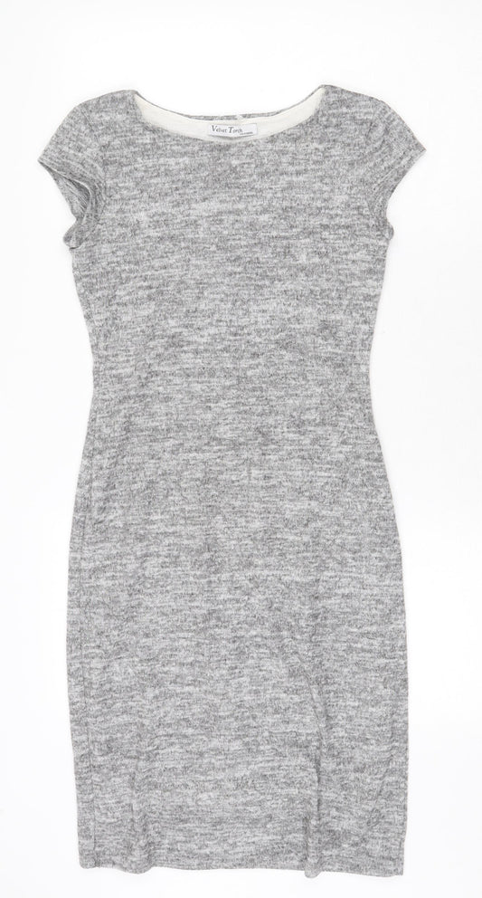 Velvet Torch Womens Grey Viscose T-Shirt Dress Size M Round Neck Pullover
