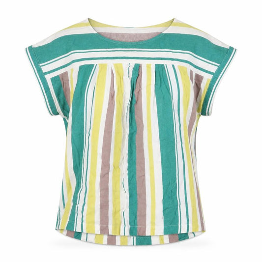 NEXT Womens Multicoloured Striped Viscose Basic T-Shirt Size 8 Round Neck