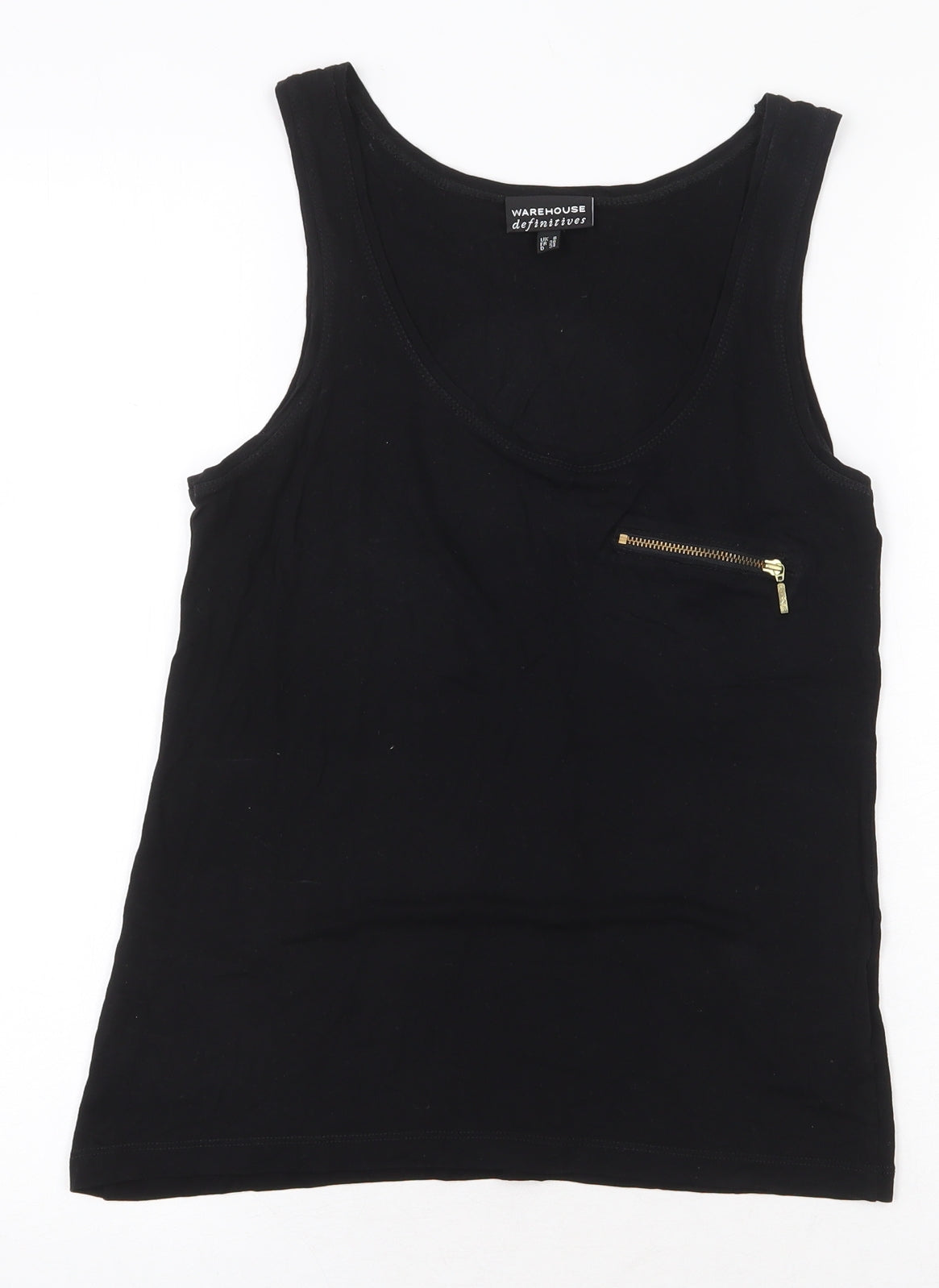 Warehouse Definitive Womens Black Viscose Basic Tank Size 8 Round Neck