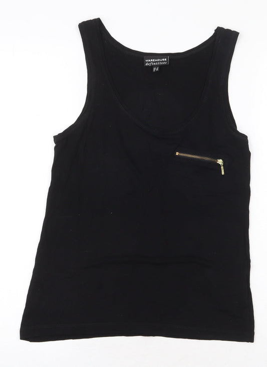 Warehouse Definitive Womens Black Viscose Basic Tank Size 8 Round Neck