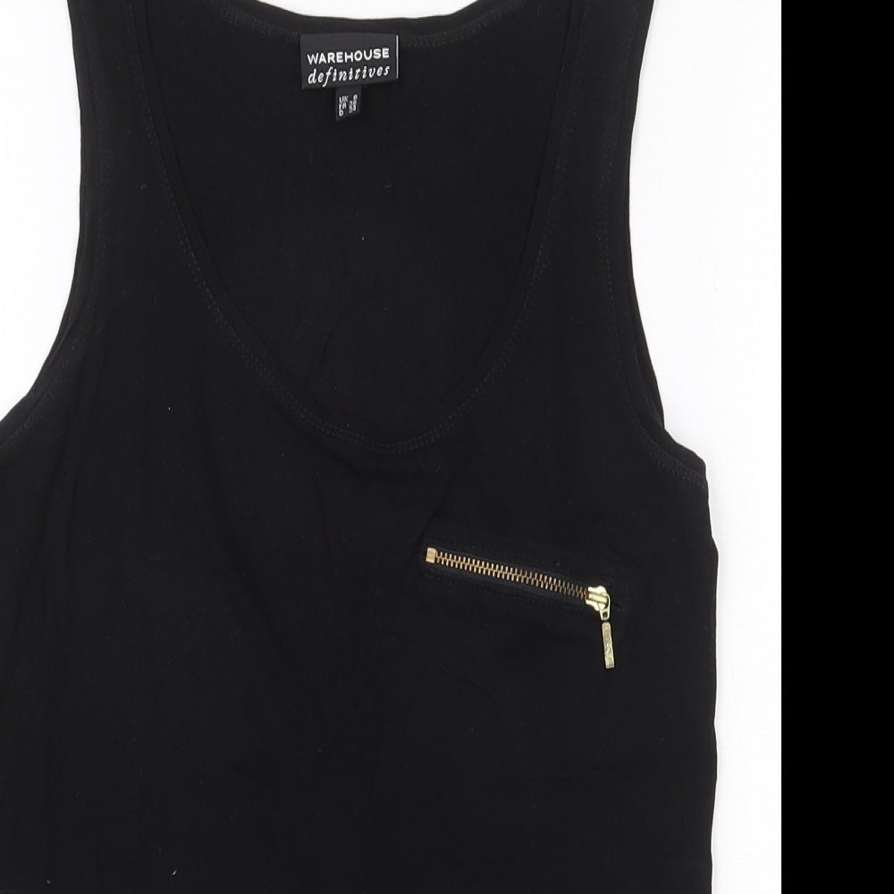 Warehouse Definitive Womens Black Viscose Basic Tank Size 8 Round Neck