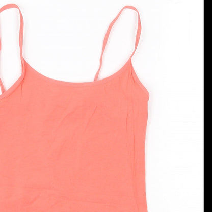 Marks & Spencer Womens Pink Cotton Basic Tank Size 10 Round Neck