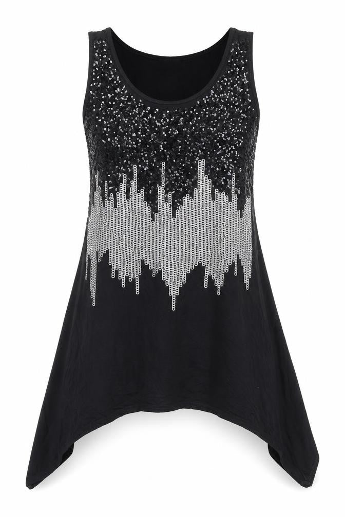 CMD Womens Black Viscose Basic Tank Size S Scoop Neck