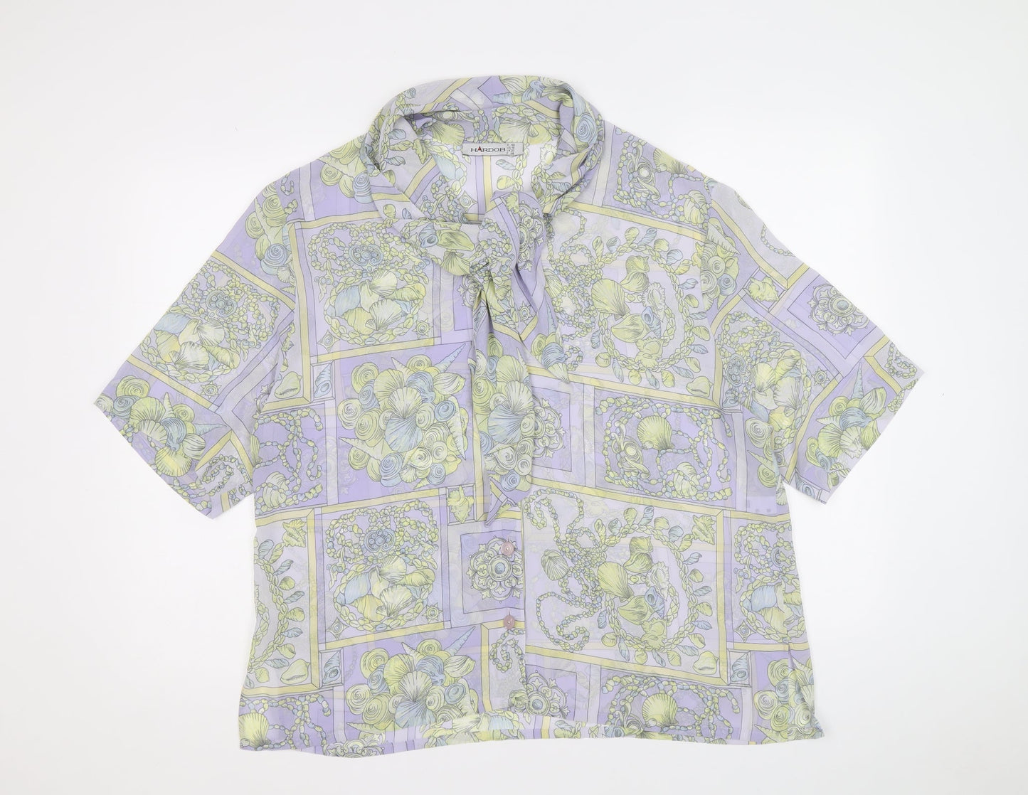 Hardob Womens Multicoloured Geometric Polyester Basic Blouse Size 16 V-Neck