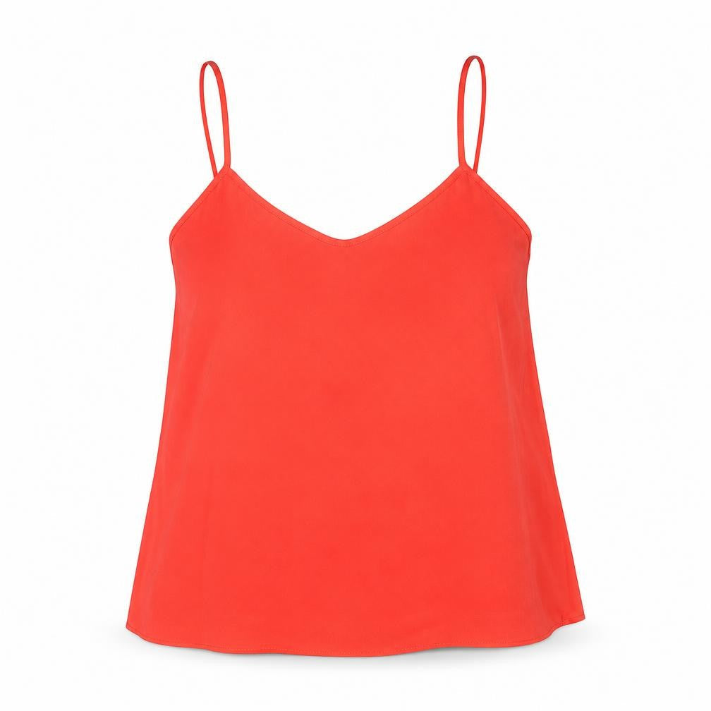 Topshop Womens Red Polyester Basic Tank Size 8 V-Neck