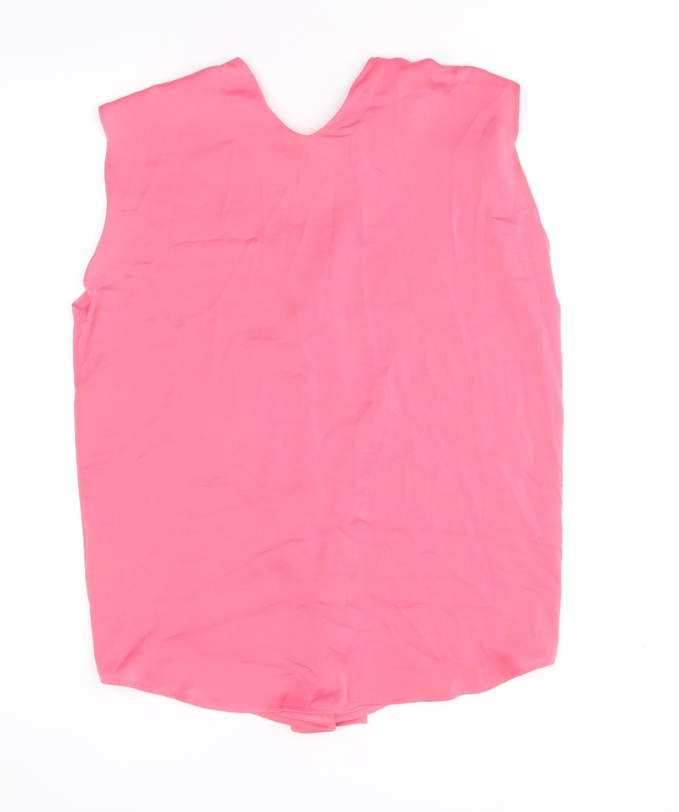 Marks and Spencer Womens Pink Polyester Basic Tank Size 10 V-Neck