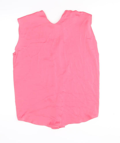 Marks & Spencer Womens Pink Polyester Basic Tank Size 10 V-Neck