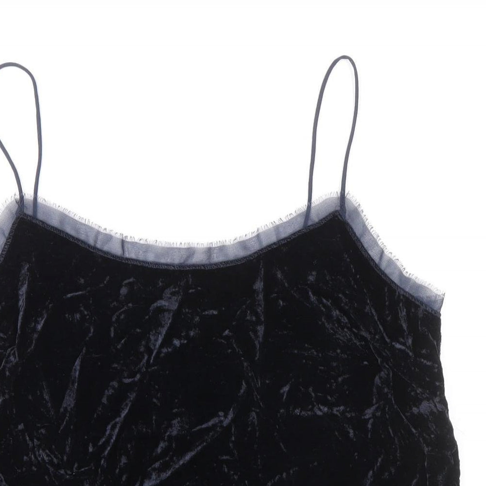 H&M Womens Black Viscose Basic Tank Size 12 Round Neck