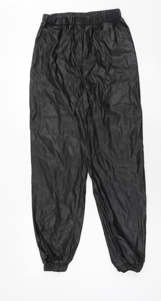 ASOS Womens Black Polyurethane Cargo Trousers Size 8 Regular