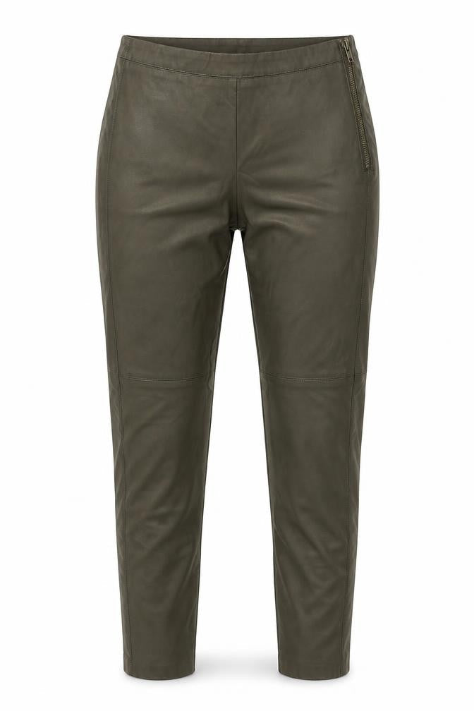 H&M Womens Green Polyurethane Trousers Size 8 Regular Zip