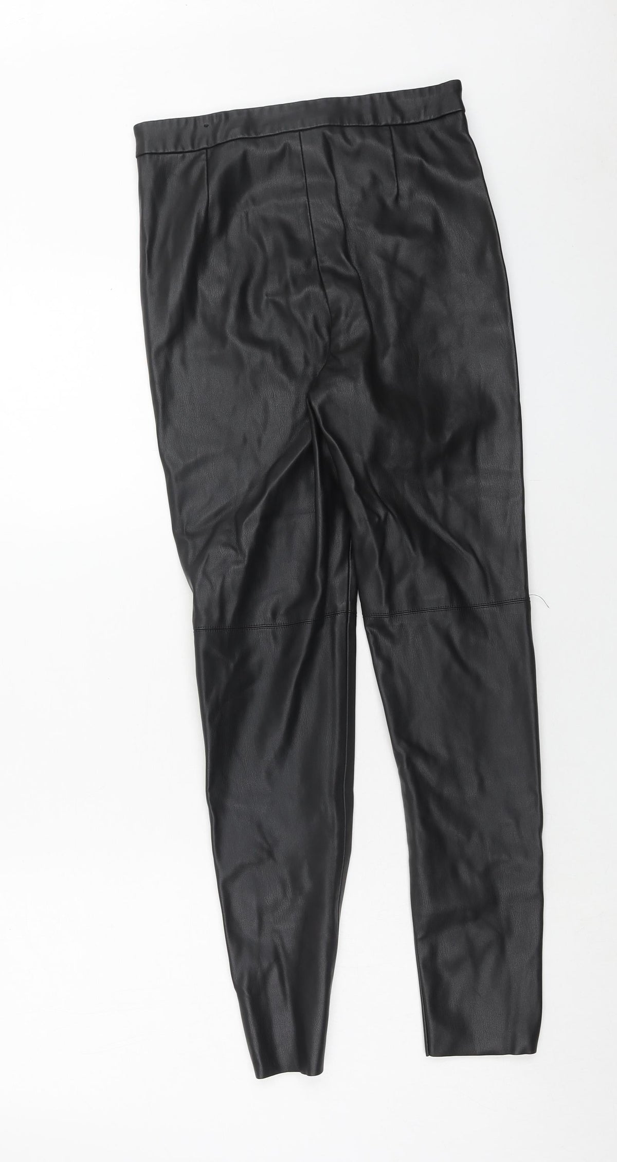 Zara Womens Black Polyester Trousers Size S Regular Zip