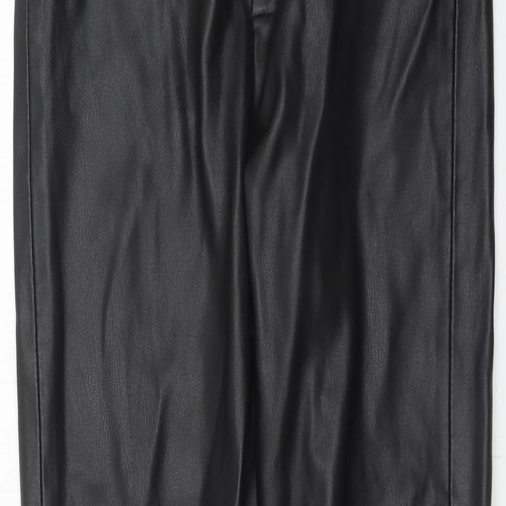 Zara Womens Black Polyester Trousers Size S Regular Zip