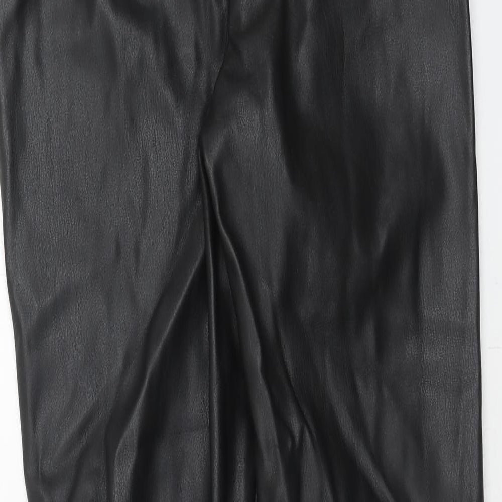 Zara Womens Black Polyester Trousers Size S Regular Zip