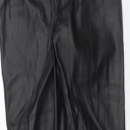 Zara Womens Black Polyester Trousers Size S Regular Zip
