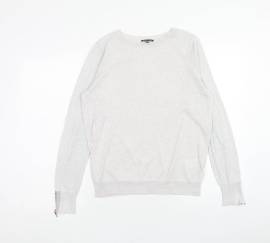 Warehouse Womens Grey Round Neck Acrylic Pullover Jumper Size 14