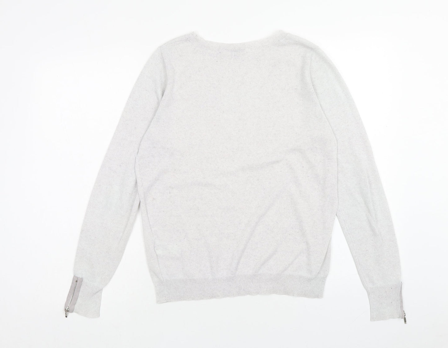 Warehouse Womens Grey Round Neck Acrylic Pullover Jumper Size 14