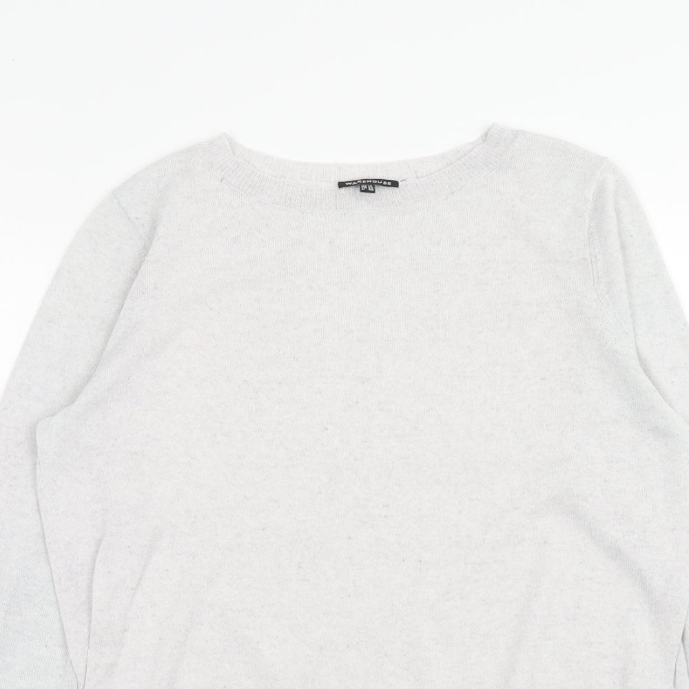 Warehouse Womens Grey Round Neck Acrylic Pullover Jumper Size 14